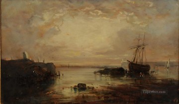 Samuel Bough Painting - Morning coastal scene with shipping Samuel Bough landscape